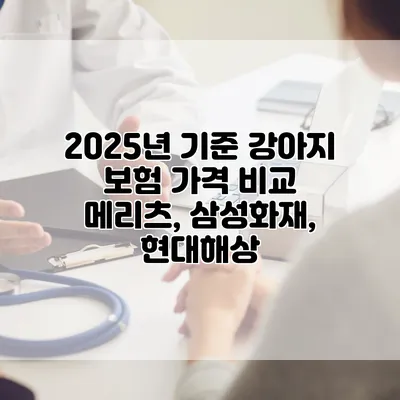 2025년 기준 강아지 보험 가격 비교 메리츠, 삼성화재, 현대해상