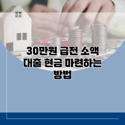 30만원 급전 소액 대출 현금 마련하는 방법