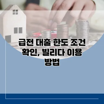 급전 대출 한도 조건 확인, 빌리다 이용 방법