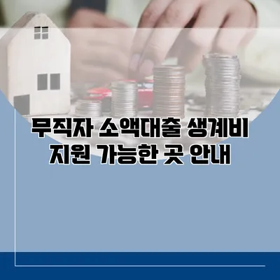 무직자 소액대출 생계비 지원 가능한 곳 안내