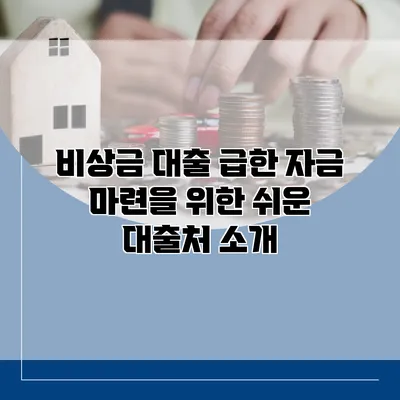 비상금 대출 급한 자금 마련을 위한 쉬운 대출처 소개