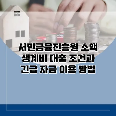 서민금융진흥원 소액 생계비 대출 조건과 긴급 자금 이용 방법