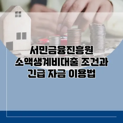 서민금융진흥원 소액생계비대출 조건과 긴급 자금 이용법