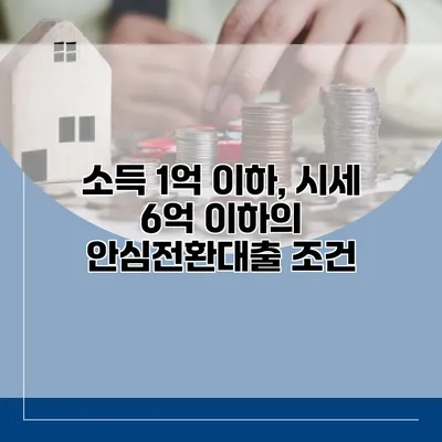 소득 1억 이하, 시세 6억 이하의 안심전환대출 조건