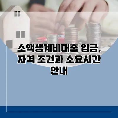 소액생계비대출 입금, 자격 조건과 소요시간 안내