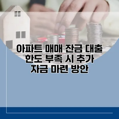 아파트 매매 잔금 대출 한도 부족 시 추가 자금 마련 방안