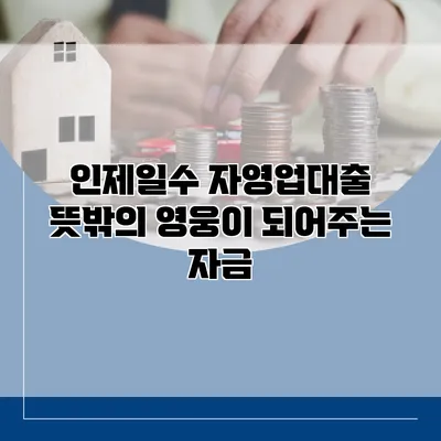 인제일수 자영업대출 뜻밖의 영웅이 되어주는 자금