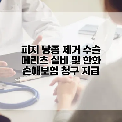 피지 낭종 제거 수술 메리츠 실비 및 한화 손해보험 청구 지급