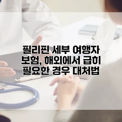 필리핀 세부 여행자 보험, 해외에서 급히 필요한 경우 대처법