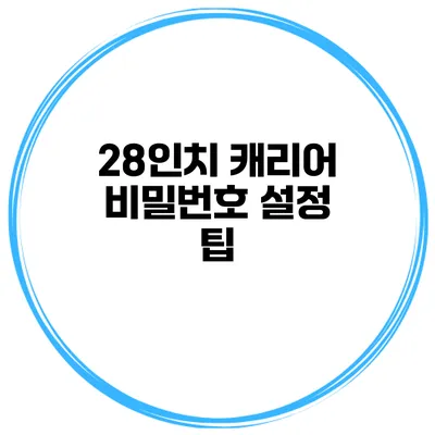 28인치 캐리어 비밀번호 설정 팁