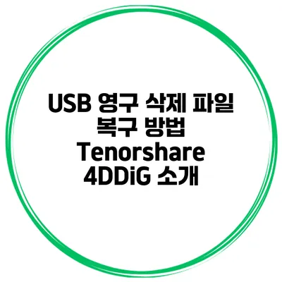 USB 영구 삭제 파일 복구 방법 Tenorshare 4DDiG 소개