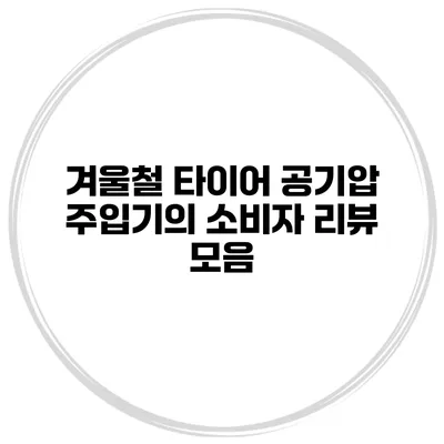겨울철 타이어 공기압 주입기의 소비자 리뷰 모음