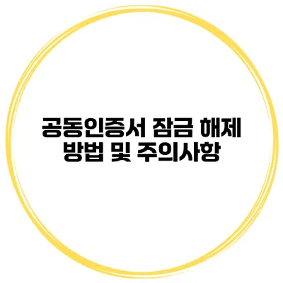공동인증서 잠금 해제 방법 및 주의사항