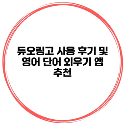 듀오링고 사용 후기 및 영어 단어 외우기 앱 추천