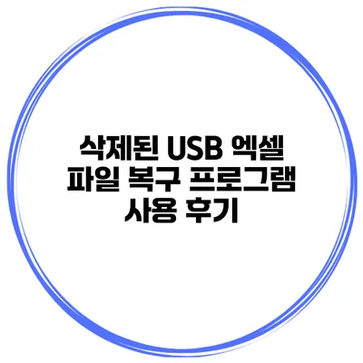 삭제된 USB 엑셀 파일 복구 프로그램 사용 후기