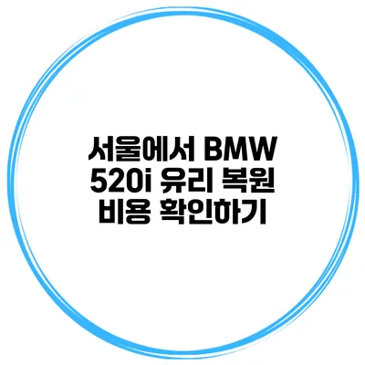 서울에서 BMW 520i 유리 복원 비용 확인하기