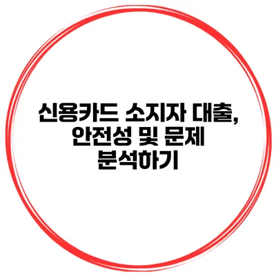 신용카드 소지자 대출, 안전성 및 문제 분석하기