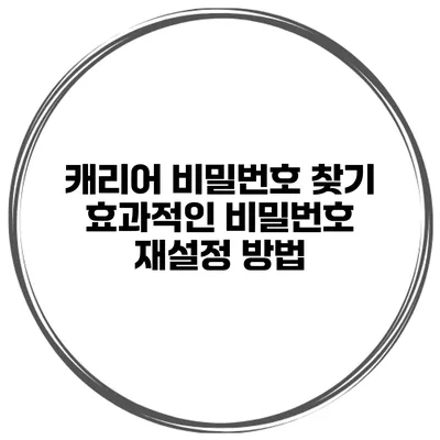 캐리어 비밀번호 찾기 효과적인 비밀번호 재설정 방법