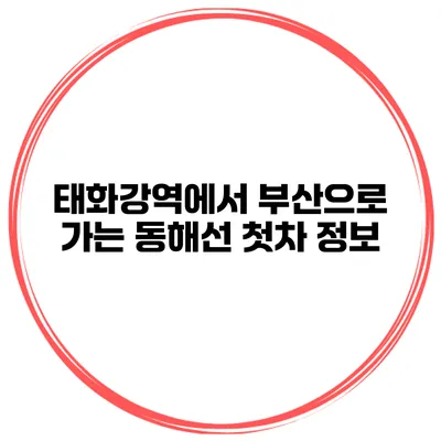 태화강역에서 부산으로 가는 동해선 첫차 정보