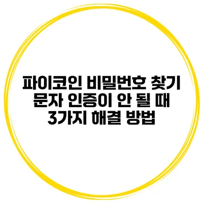 파이코인 비밀번호 찾기 문자 인증이 안 될 때 3가지 해결 방법